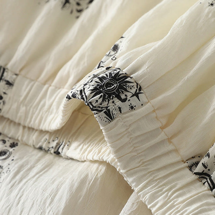 Pantalones anchos de algodón para mujer con estampado bohemio de Buddha Stones y patrón celestial con bolsillos - image 6