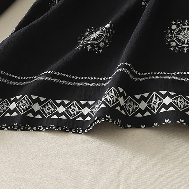 Pantalones anchos de algodón para mujer con estampado bohemio de Buddha Stones y patrón celestial con bolsillos - image 3