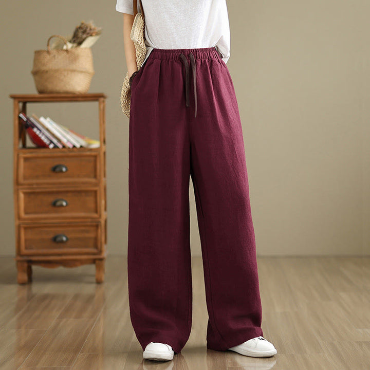 Pantalones estilo harén de algodón con cordón y bolsillos para mujer, estilo retro, de color liso, con estampado Buddha Stones Commute - Ladrillo refractario - US8-10，UK/AU12-14，EU40-42 (2XL) - image 18