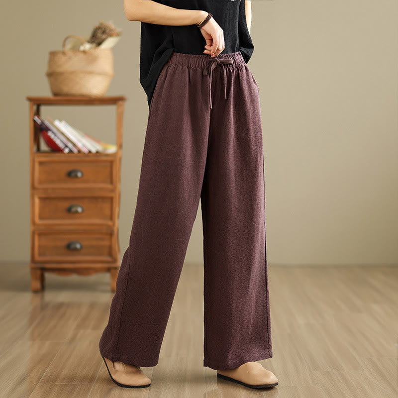 Pantalones estilo harén de algodón con cordón y bolsillos para mujer, estilo retro, de color liso, con estampado Buddha Stones Commute - image 9
