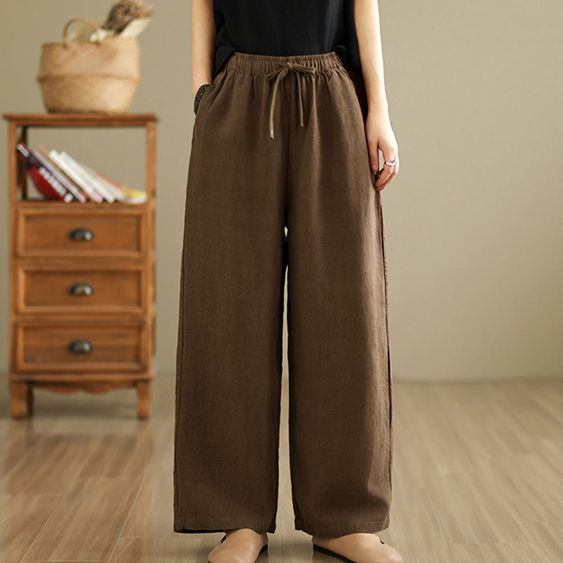 Pantalones estilo harén de algodón con cordón y bolsillos para mujer, estilo retro, de color liso, con estampado Buddha Stones Commute - image 16