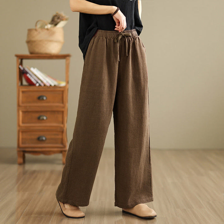Pantalones estilo harén de algodón con cordón y bolsillos para mujer, estilo retro, de color liso, con estampado Buddha Stones Commute - Tierra de siena - US8-10，UK/AU12-14，EU40-42 (2XL) - image 14