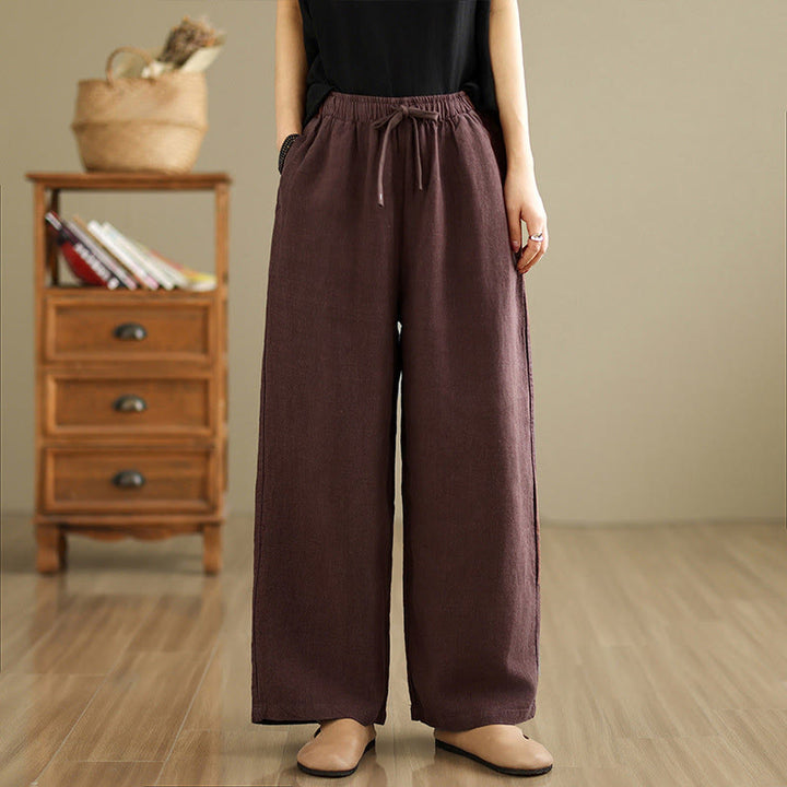 Pantalones estilo harén de algodón con cordón y bolsillos para mujer, estilo retro, de color liso, con estampado Buddha Stones Commute - Granate - US8-10，UK/AU12-14，EU40-42 (2XL) - image 6