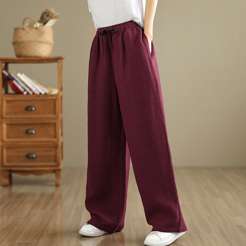 Pantalones estilo harén de algodón con cordón y bolsillos para mujer, estilo retro, de color liso, con estampado Buddha Stones Commute - image 22