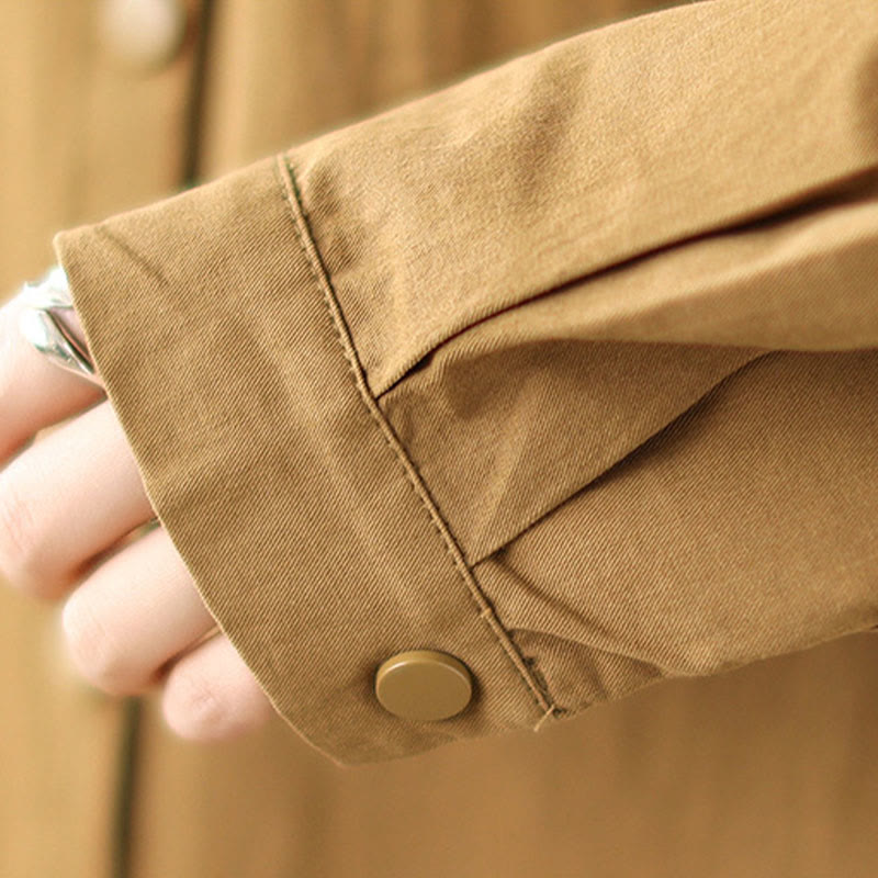 Chaqueta de lino y algodón con bolsillos para mujer con capucha y cordón ajustable Buddha Stones Casual Commute - image 14