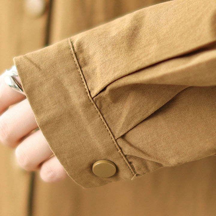 Chaqueta de lino y algodón con bolsillos para mujer con capucha y cordón ajustable Buddha Stones Casual Commute - image 15