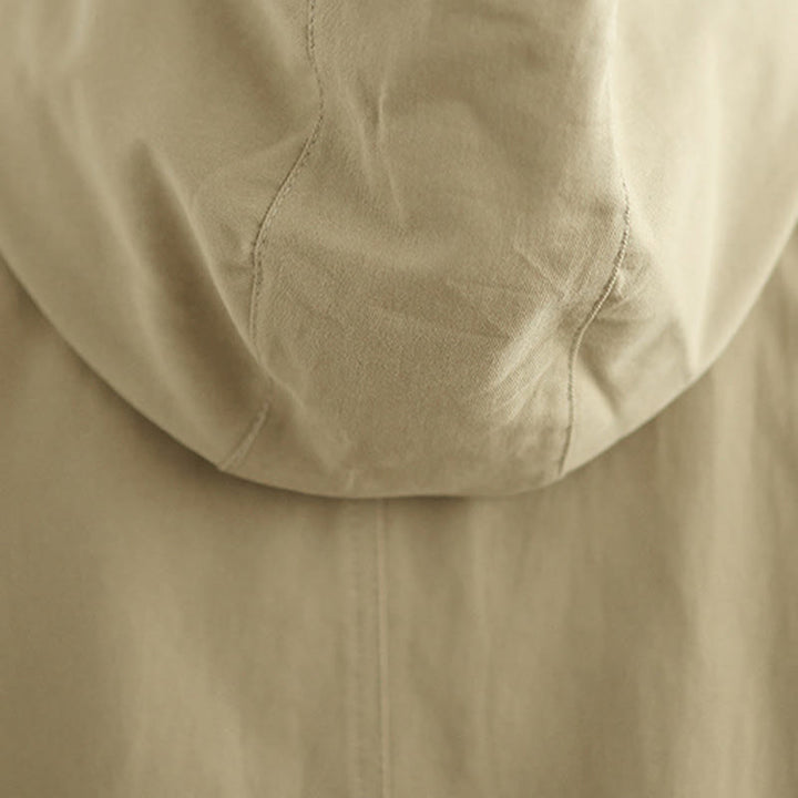 Chaqueta de lino y algodón con capucha vintage de otoño con estampado de Buddha Stones y bolsillos delanteros para mujer - image 12