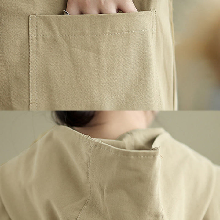 Chaqueta de lino y algodón con capucha vintage de otoño con estampado de Buddha Stones y bolsillos delanteros para mujer - image 14