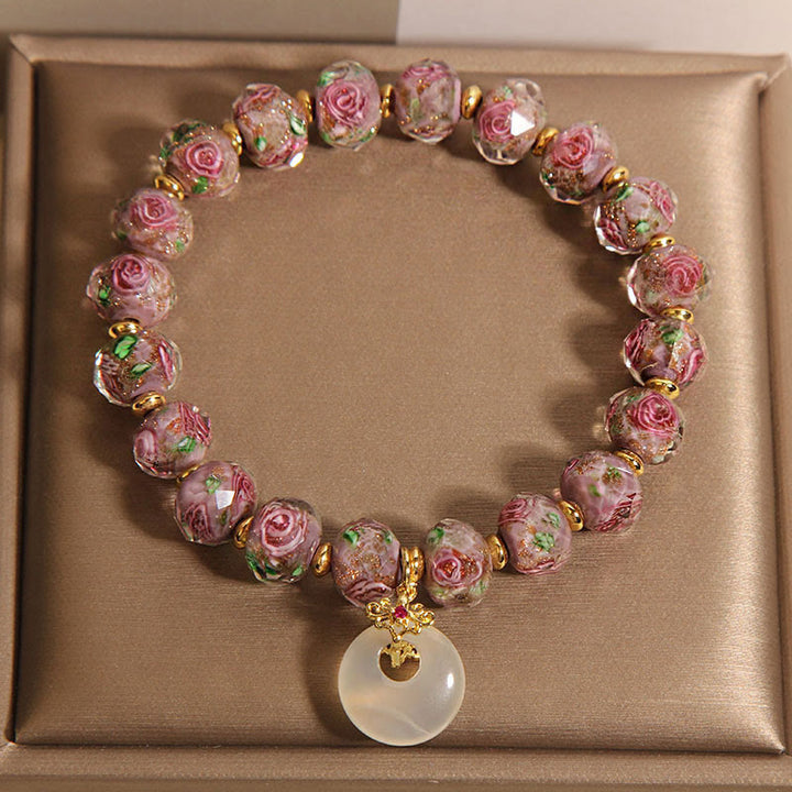 Pulsera de la paz con cuentas de vidrio Liuli y Buddha Stones con hebilla de la paz - image 2
