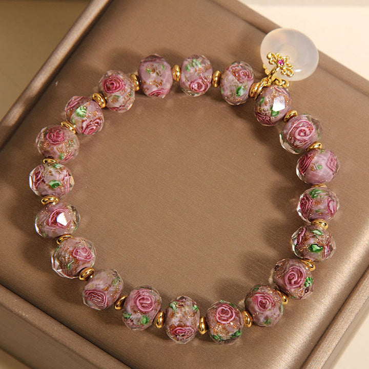 Pulsera de la paz con cuentas de vidrio Liuli y Buddha Stones con hebilla de la paz - image 3