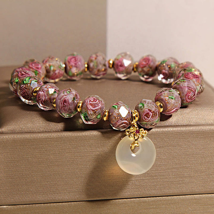 Pulsera de la paz con cuentas de vidrio Liuli y Buddha Stones con hebilla de la paz - image 4