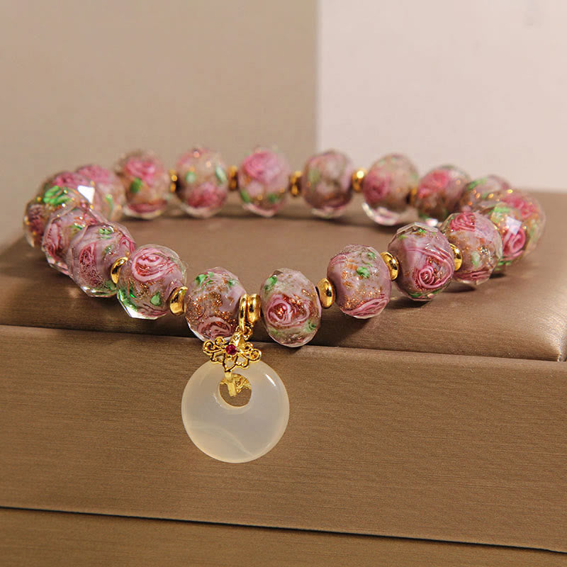 Pulsera de la paz con cuentas de vidrio Liuli y Buddha Stones con hebilla de la paz - image 1