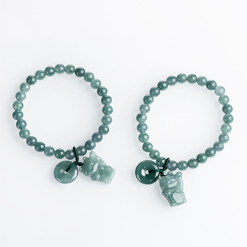 Pulsera de la prosperidad con hebilla de paz y jade azul de Buddha Stones - image 10