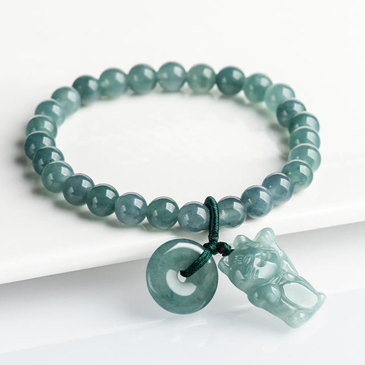 Pulsera de la prosperidad con hebilla de paz y jade azul de Buddha Stones - Jade (circunferencia de la muñeca: 14-16 cm) - image 1
