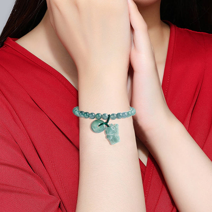Pulsera de la prosperidad con hebilla de paz y jade azul de Buddha Stones - image 5