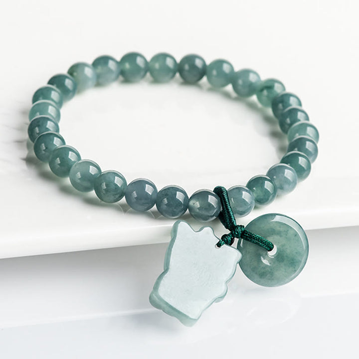 Pulsera de la prosperidad con hebilla de paz y jade azul de Buddha Stones - image 2