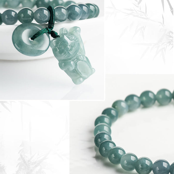 Pulsera de la prosperidad con hebilla de paz y jade azul de Buddha Stones - image 9