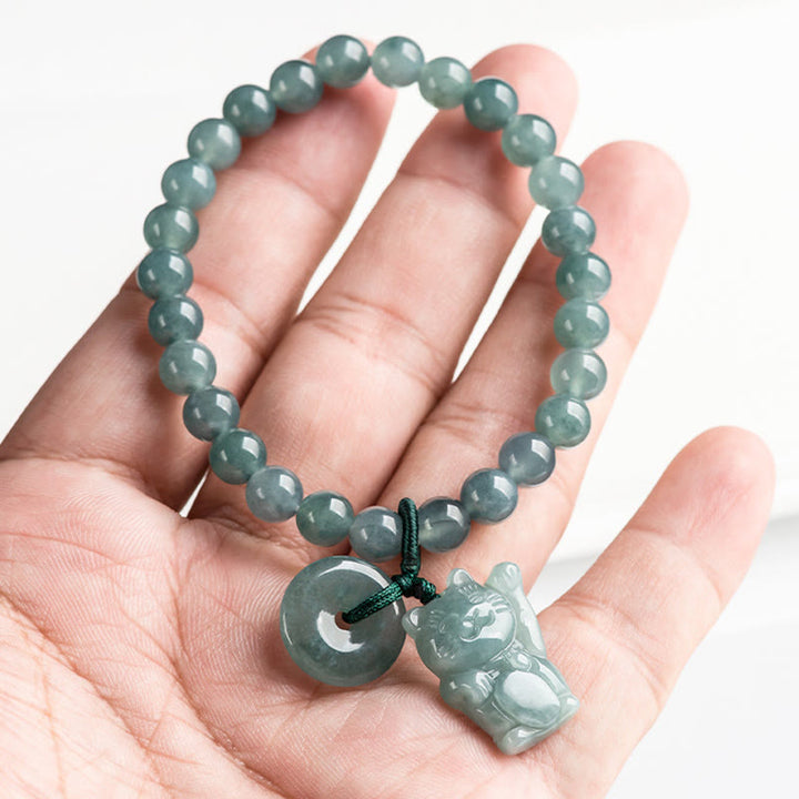 Pulsera de la prosperidad con hebilla de paz y jade azul de Buddha Stones - image 4