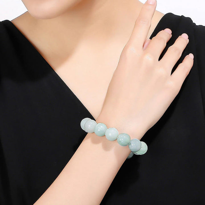 Pulsera de la prosperidad con talla de loto de jade natural y Buddha Stones - image 4