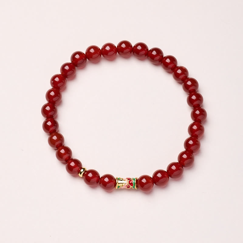 Pulsera de confianza de pez koi de la suerte con ágata roja natural de Buddha Stones - Ágata roja - 6 mm - image 1