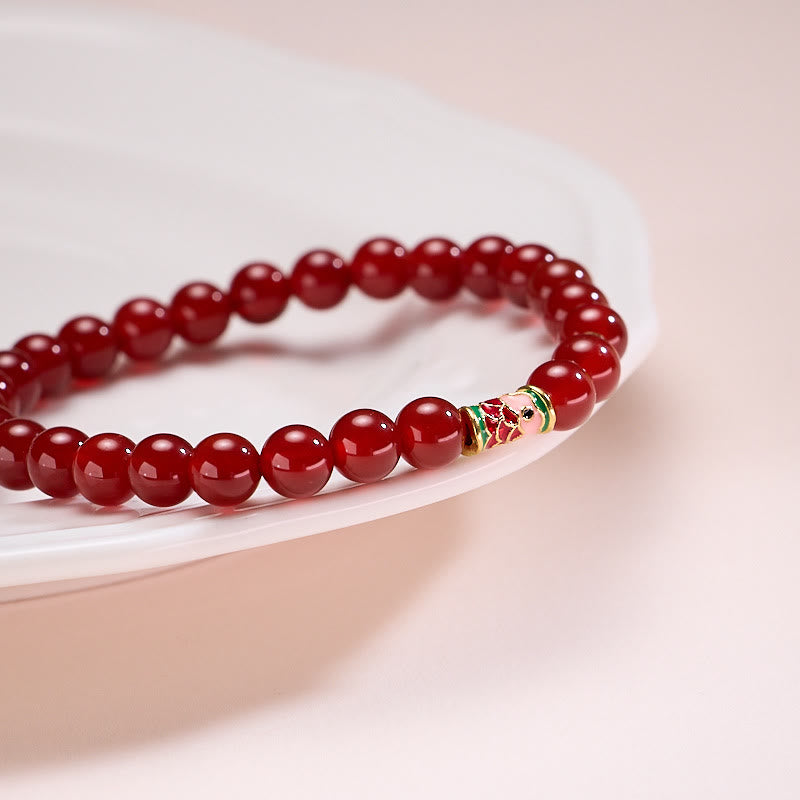 Pulsera de confianza de pez koi de la suerte con ágata roja natural de Buddha Stones - image 2