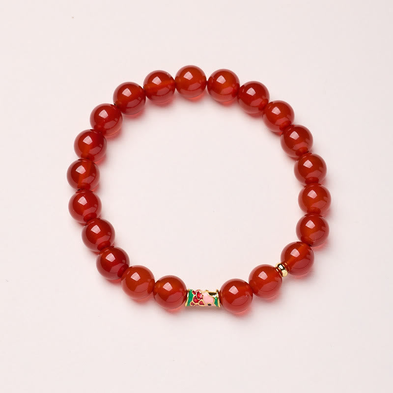 Pulsera de confianza de pez koi de la suerte con ágata roja natural de Buddha Stones - Ágata roja de 8 mm - image 5