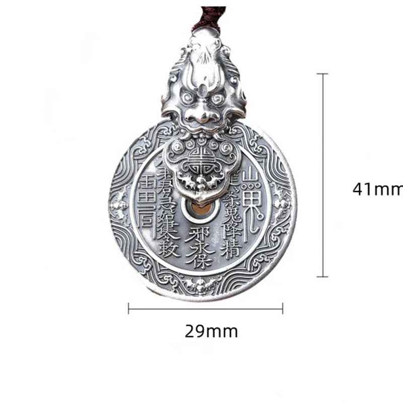 Buddha Stones Colgante de collar de armonía de cobre Pixiu con diseño Bagua de fantasmas de montaña que gastan dinero - image 10