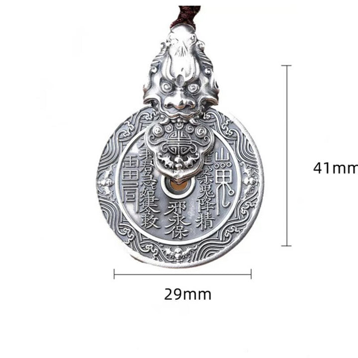 Buddha Stones Colgante de collar de armonía de cobre Pixiu con diseño Bagua de fantasmas de montaña que gastan dinero - image 10