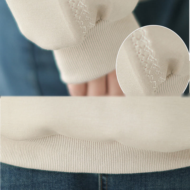 Sudadera de algodón con cuello redondo y estampado de Buddha Stones Fall para mujer  - image 6