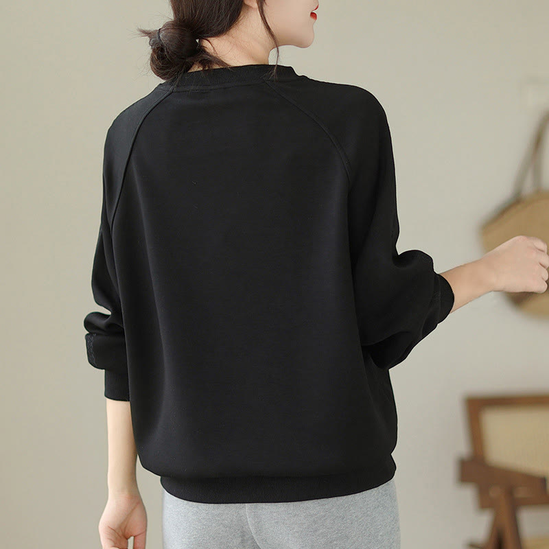 Sudadera de algodón con cuello redondo y estampado de Buddha Stones Fall para mujer  - image 9