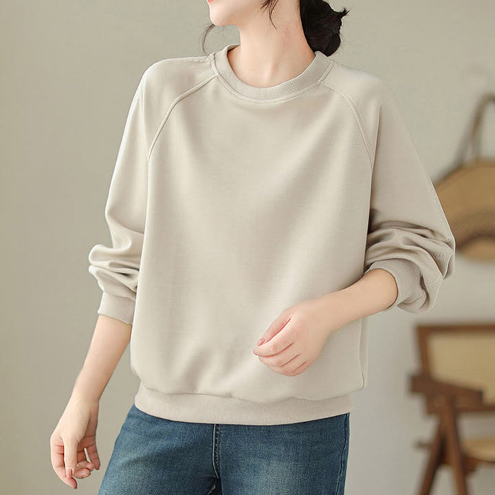 Sudadera de algodón con cuello redondo y estampado de Buddha Stones Fall para mujer  - image 1