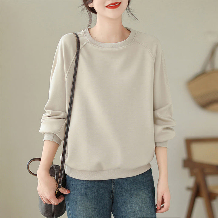 Sudadera de algodón con cuello redondo y estampado de Buddha Stones Fall para mujer  - Blanco antiguo - US14，UK/AU18，EU46 (2XL) - image 0