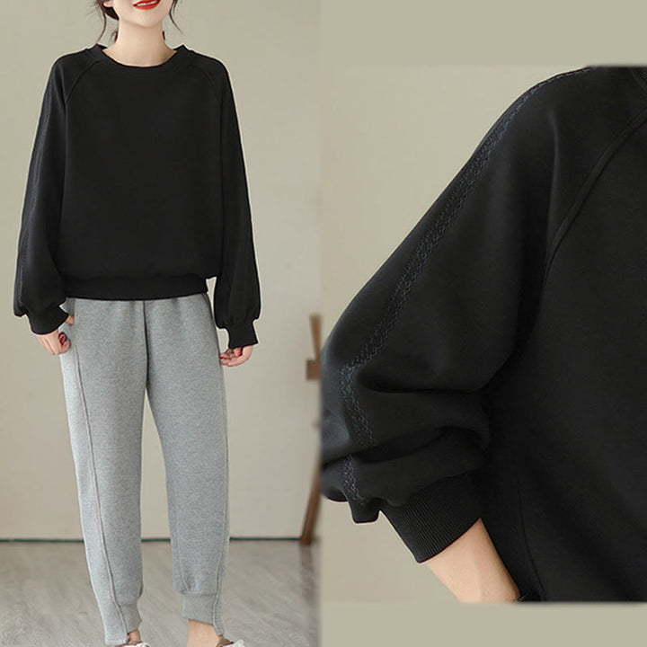 Sudadera de algodón con cuello redondo y estampado de Buddha Stones Fall para mujer  - image 12