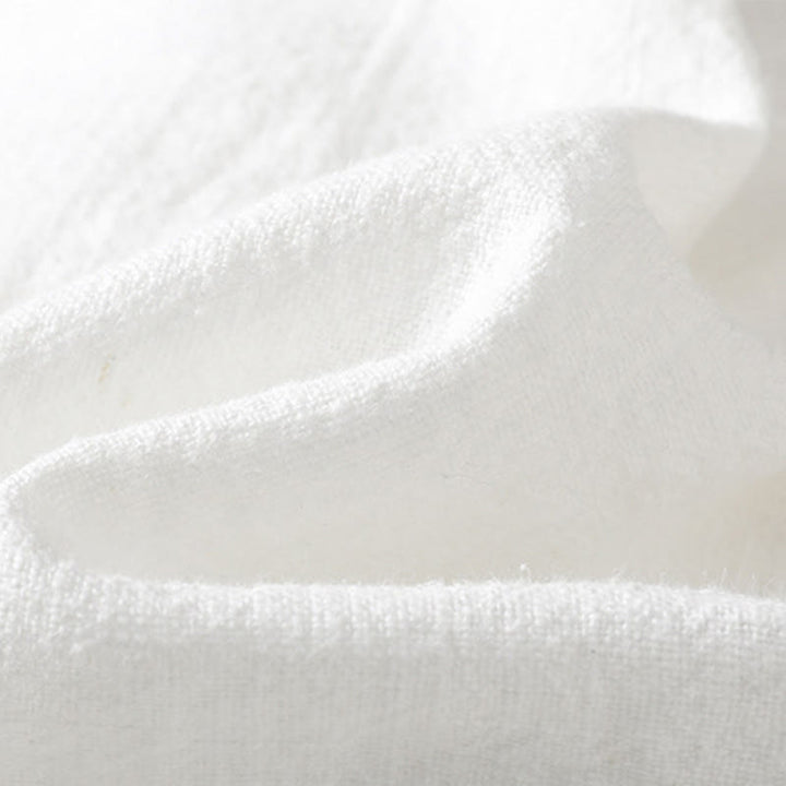 Camisa de lino y algodón para mujer con diseño de abertura y dobladillo simple en color liso con Buddha Stones - image 15