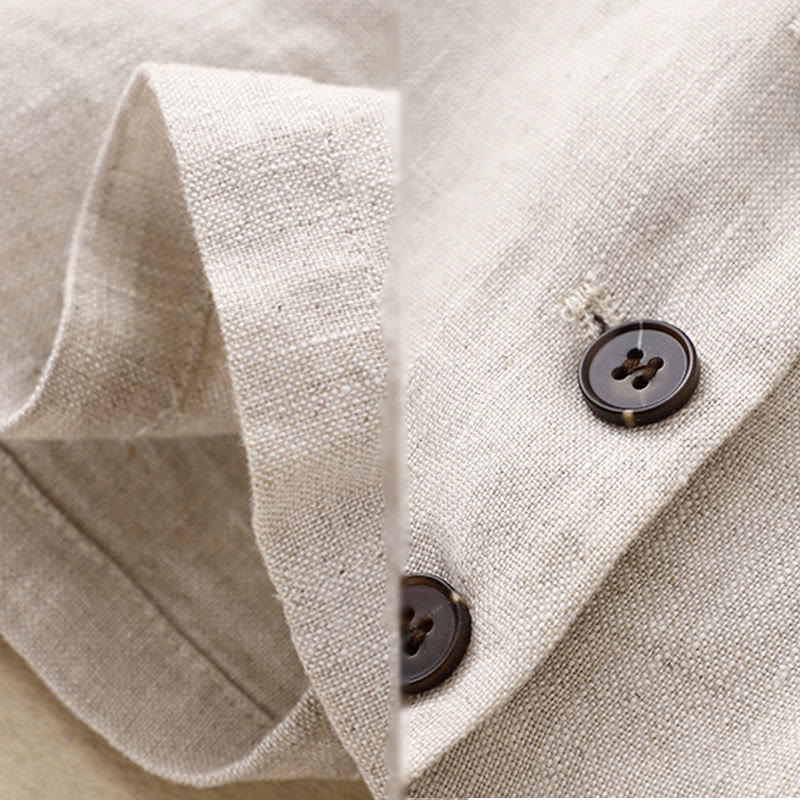 Chaqueta retro de lino y algodón con solapa de color puro para mujer con bolsillos Buddha Stones Commute - image 9