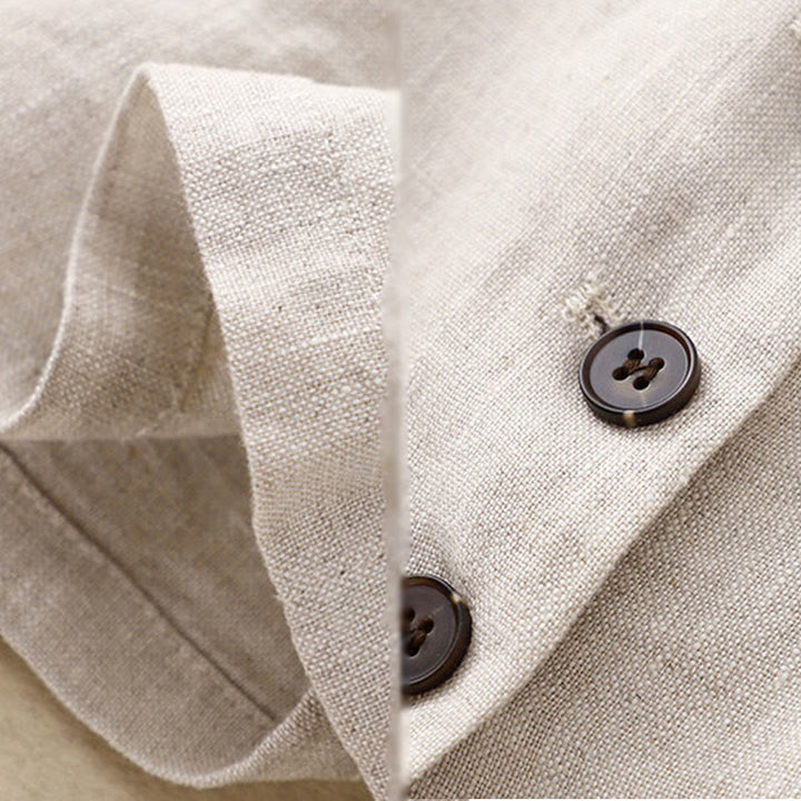 Chaqueta retro de lino y algodón con solapa de color puro para mujer con bolsillos Buddha Stones Commute - image 9