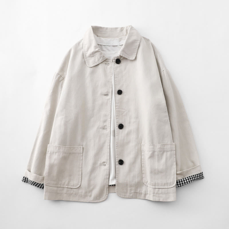 Chaqueta de algodón con diseño de patchwork y bolsillos para mujer de Buddha Stones Commute - Lino - US14，UK/AU18，EU46 (2XL) - image 5