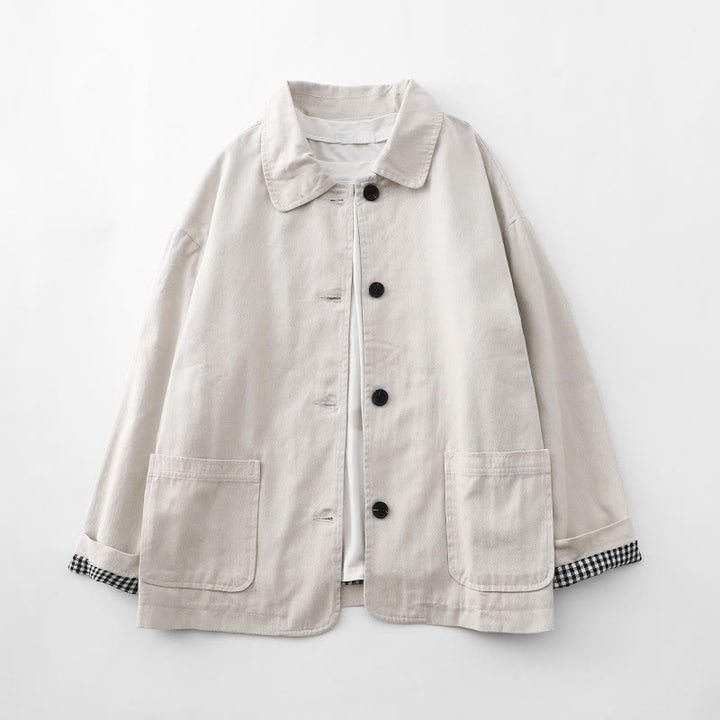 Chaqueta de algodón con diseño de patchwork y bolsillos para mujer de Buddha Stones Commute - Lino - US14，UK/AU18，EU46 (2XL) - image 5