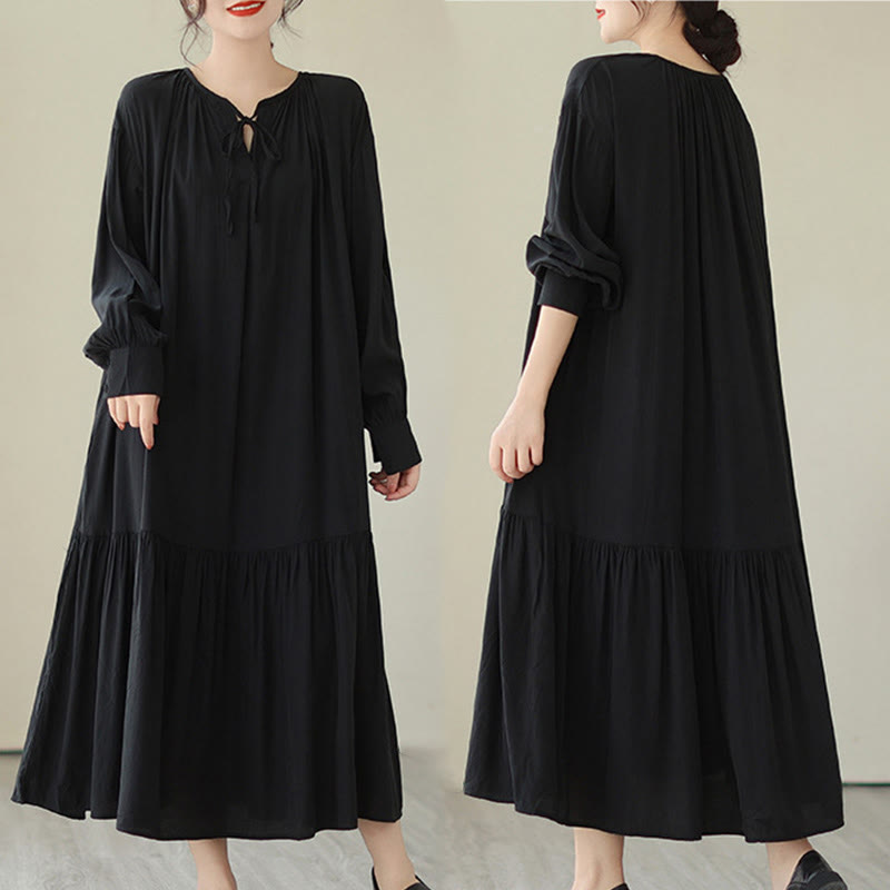 Vestido midi de gasa con bolsillos y estilo casual de dos caras con Buddha Stones - image 5