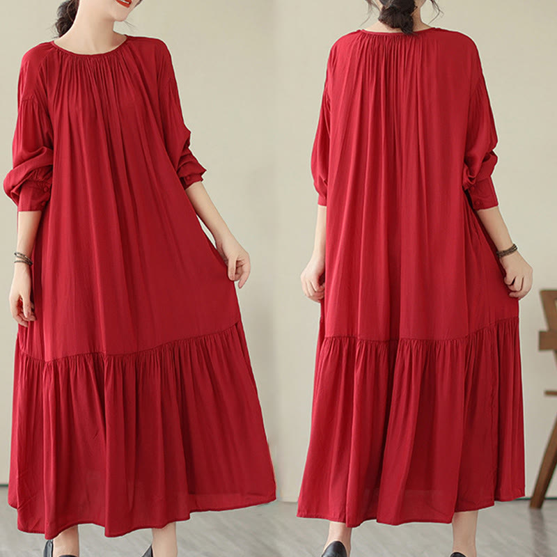 Vestido midi de gasa con bolsillos y estilo casual de dos caras con Buddha Stones - image 10
