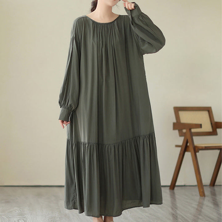 Vestido midi de gasa con bolsillos y estilo casual de dos caras con Buddha Stones - image 14