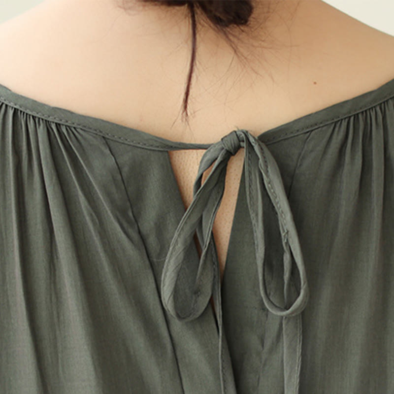 Vestido midi de gasa con bolsillos y estilo casual de dos caras con Buddha Stones - image 19