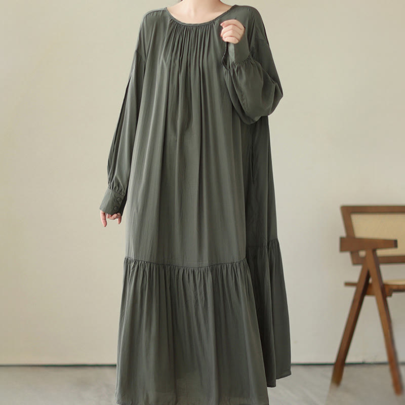 Vestido midi de gasa con bolsillos y estilo casual de dos caras con Buddha Stones - Verde oliva oscuro - US4-6, UK/AU8-10, EU36-38 (F) - image 11