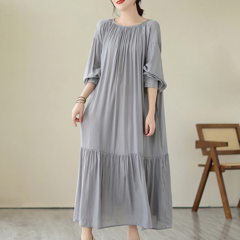 Vestido midi de gasa con bolsillos y estilo casual de dos caras con Buddha Stones - Azul acero claro - US4-6, UK/AU8-10, EU36-38 (F) - image 20