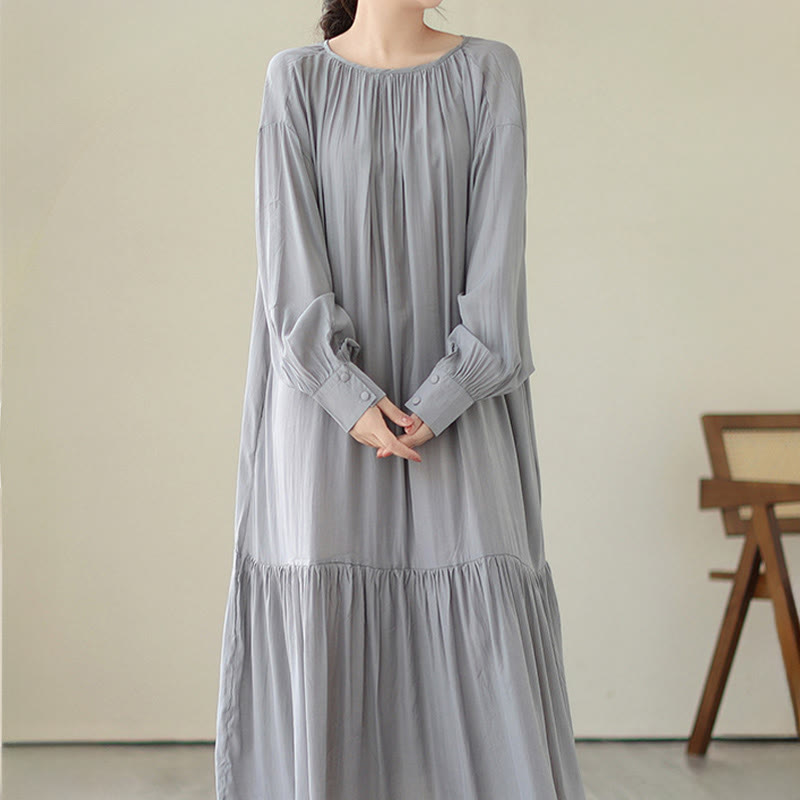 Vestido midi de gasa con bolsillos y estilo casual de dos caras con Buddha Stones - image 24