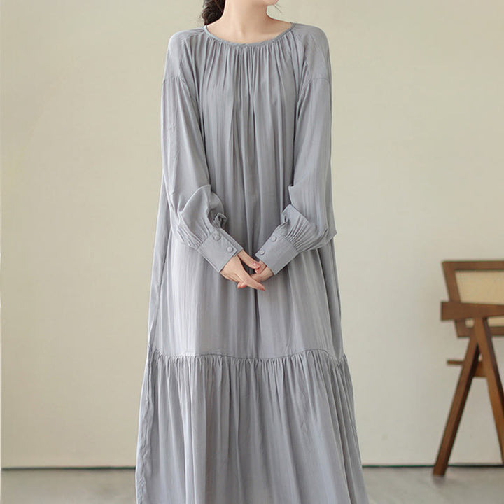 Vestido midi de gasa con bolsillos y estilo casual de dos caras con Buddha Stones - image 24