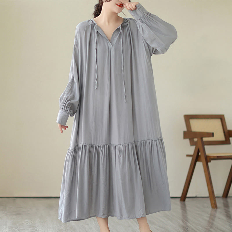 Vestido midi de gasa con bolsillos y estilo casual de dos caras con Buddha Stones - image 22
