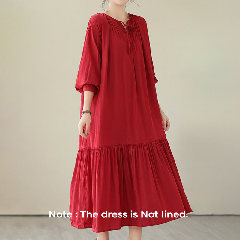 Vestido midi de gasa con bolsillos y estilo casual de dos caras con Buddha Stones - image 7