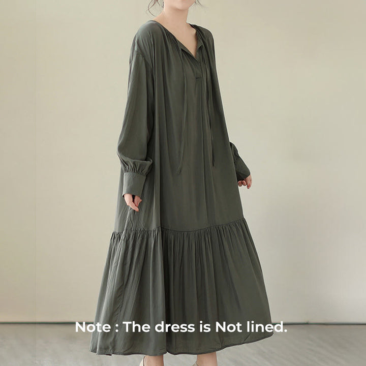 Vestido midi de gasa con bolsillos y estilo casual de dos caras con Buddha Stones - image 12