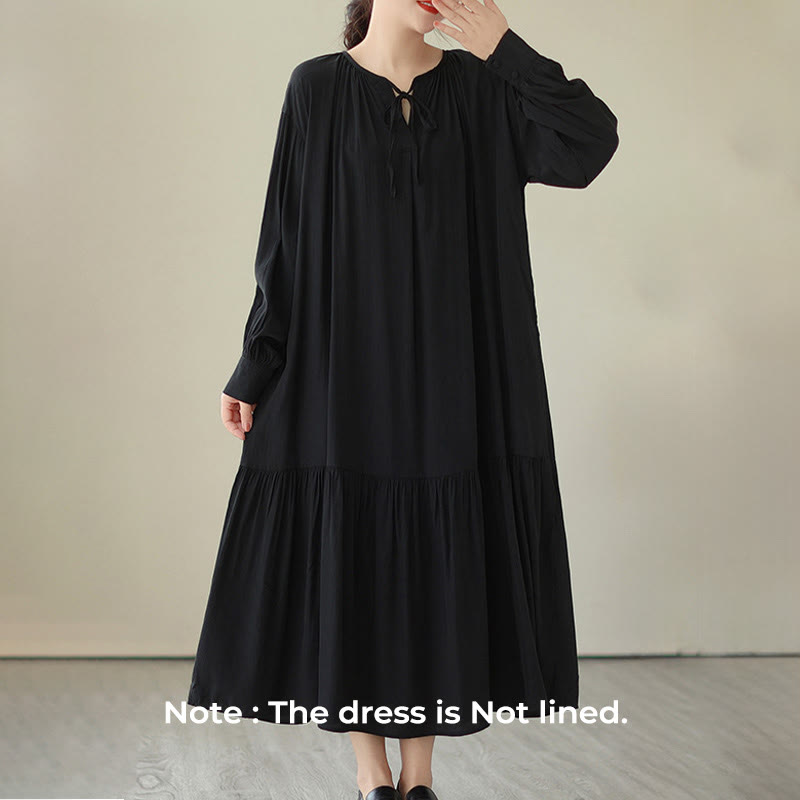 Vestido midi de gasa con bolsillos y estilo casual de dos caras con Buddha Stones - image 2
